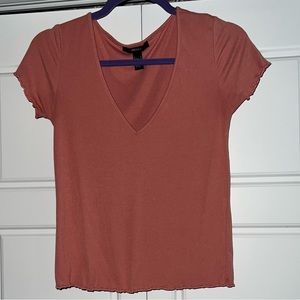 Lettuce trim v-neck crop top